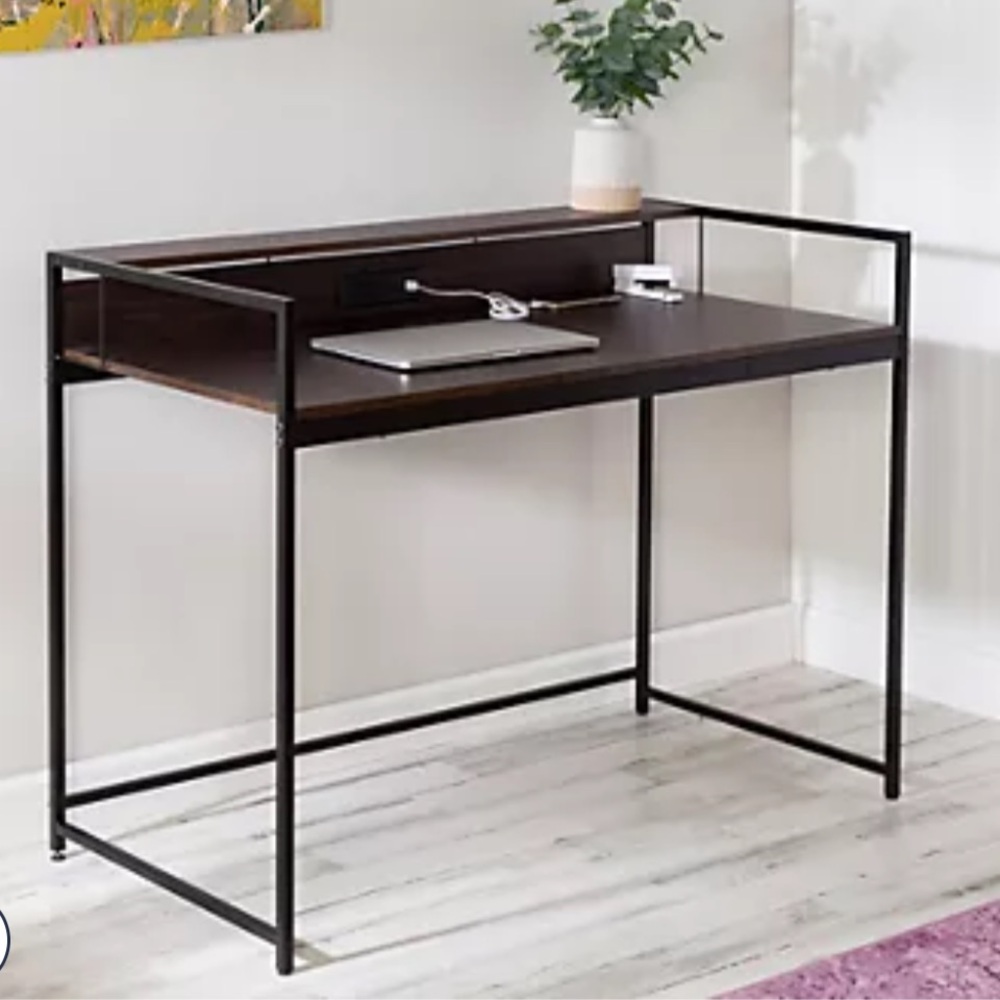 NWT Modern Industrial Writing Desk with Raised Shelf